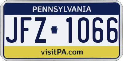 PA license plate JFZ1066