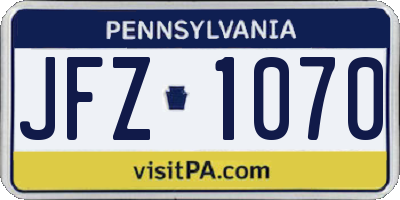 PA license plate JFZ1070