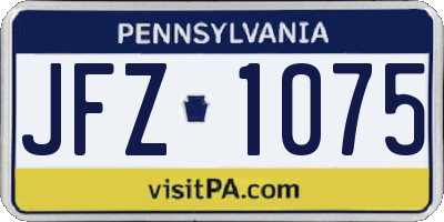 PA license plate JFZ1075