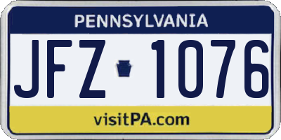PA license plate JFZ1076