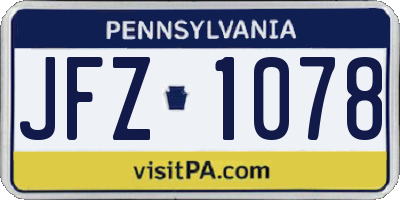 PA license plate JFZ1078