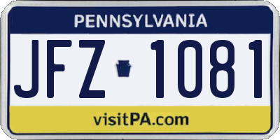 PA license plate JFZ1081