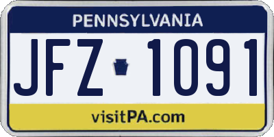 PA license plate JFZ1091