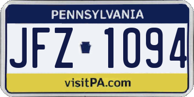 PA license plate JFZ1094