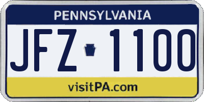 PA license plate JFZ1100