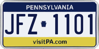 PA license plate JFZ1101