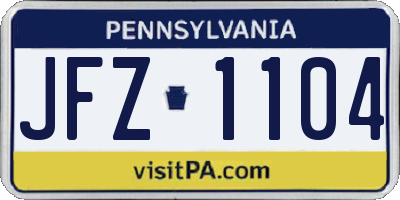 PA license plate JFZ1104