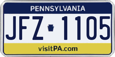 PA license plate JFZ1105