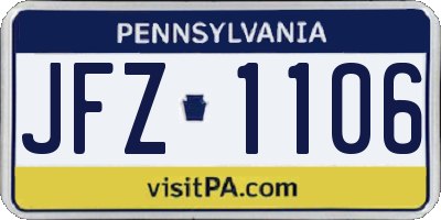 PA license plate JFZ1106