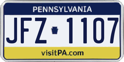 PA license plate JFZ1107