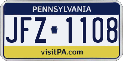 PA license plate JFZ1108