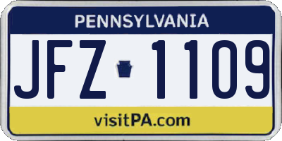 PA license plate JFZ1109