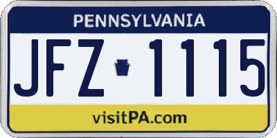 PA license plate JFZ1115