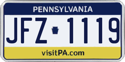 PA license plate JFZ1119