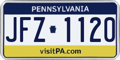 PA license plate JFZ1120
