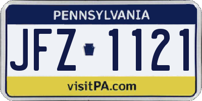 PA license plate JFZ1121