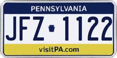 PA license plate JFZ1122