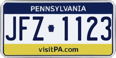PA license plate JFZ1123