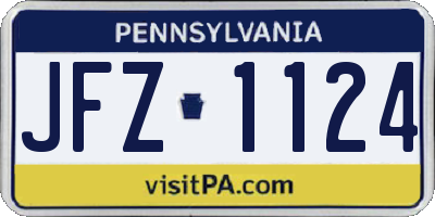 PA license plate JFZ1124