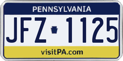 PA license plate JFZ1125