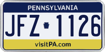 PA license plate JFZ1126