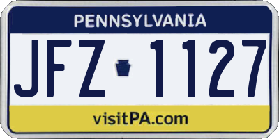 PA license plate JFZ1127
