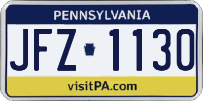 PA license plate JFZ1130