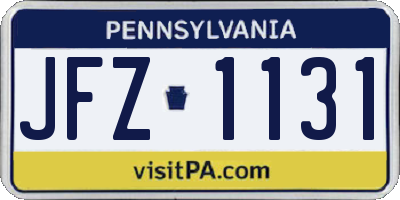 PA license plate JFZ1131