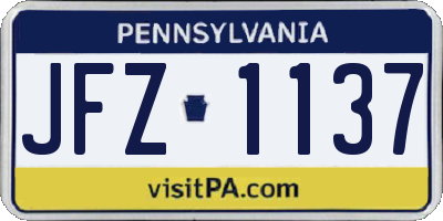 PA license plate JFZ1137