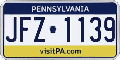 PA license plate JFZ1139