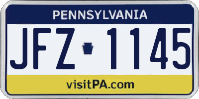 PA license plate JFZ1145