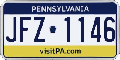 PA license plate JFZ1146
