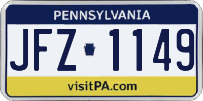 PA license plate JFZ1149