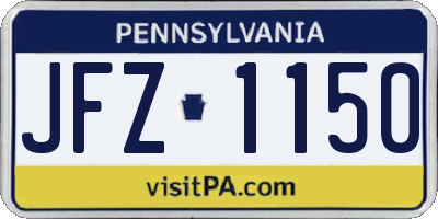 PA license plate JFZ1150