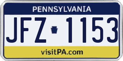 PA license plate JFZ1153