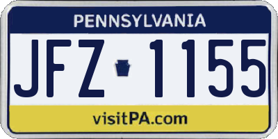PA license plate JFZ1155