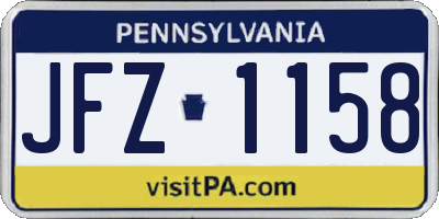 PA license plate JFZ1158