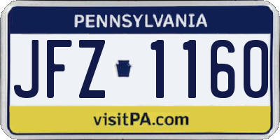 PA license plate JFZ1160