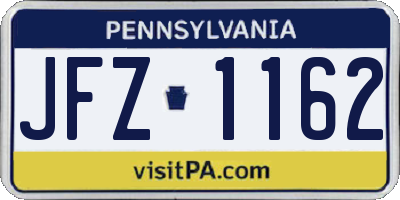 PA license plate JFZ1162