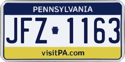 PA license plate JFZ1163