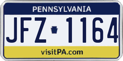 PA license plate JFZ1164