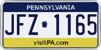 PA license plate JFZ1165