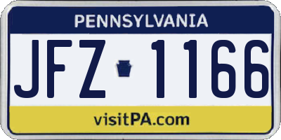 PA license plate JFZ1166