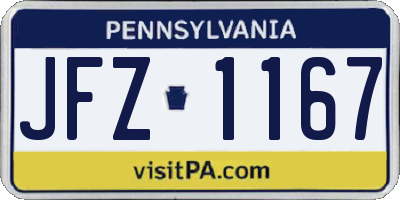 PA license plate JFZ1167