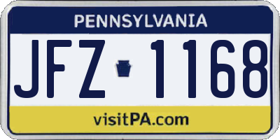 PA license plate JFZ1168
