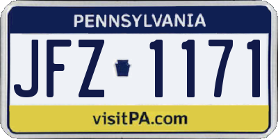 PA license plate JFZ1171