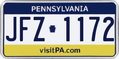 PA license plate JFZ1172