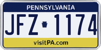 PA license plate JFZ1174