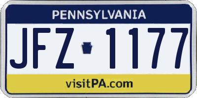 PA license plate JFZ1177