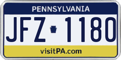 PA license plate JFZ1180